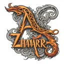 name of girl Zhanara tattoo design idea
