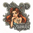name of girl Zhanara tattoo design idea