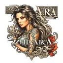 name of girl Zhanara tattoo design idea