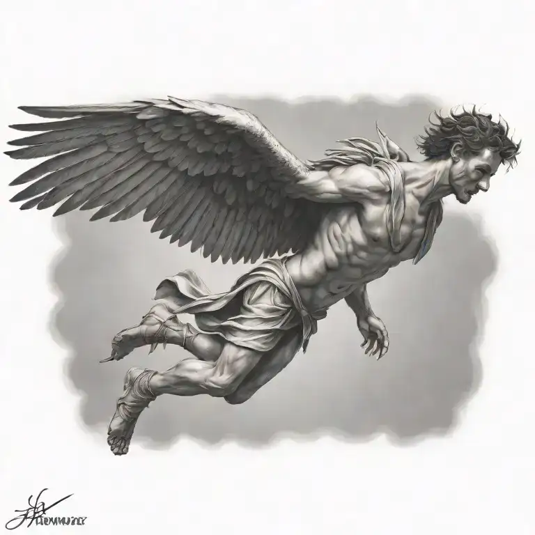 Icarus falling tattoo design idea