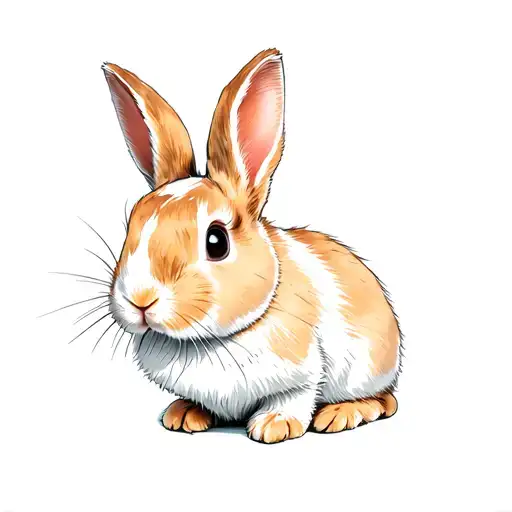 small mini lop bunny with a cream coat but, in the eye, theres a small brown coat circle like a birth scar tattoo design idea