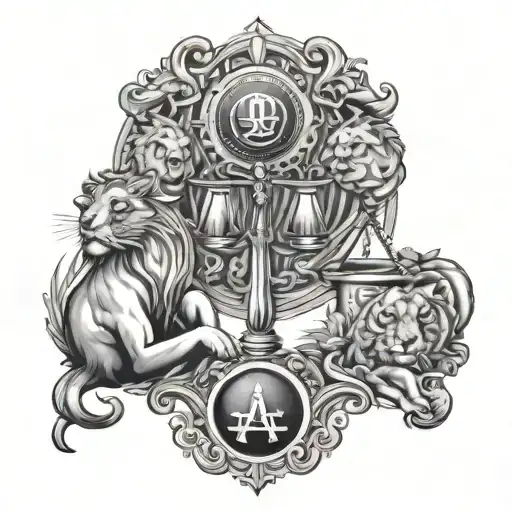 ACUARUIS libra And Leo zodiac sign tattoo design idea