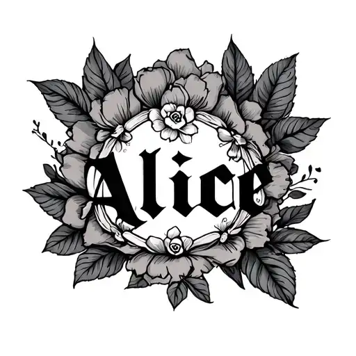 Name alice with infine sine tattoo design idea