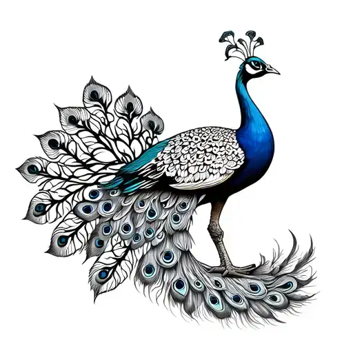 A peacock in Ethiopian Orthodox style,l tattoo design idea