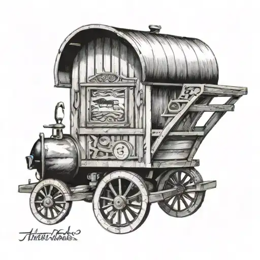 Finnish tuomiokirkko with finnish ration wagon filled tattoo design idea