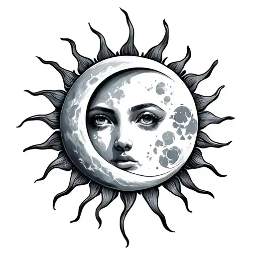 sun moon tattoo design idea