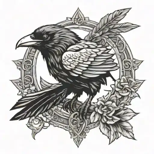 Gothic Raven tattoo design idea