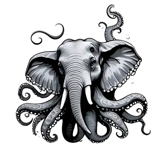 Elephant Octopus tattoo design idea