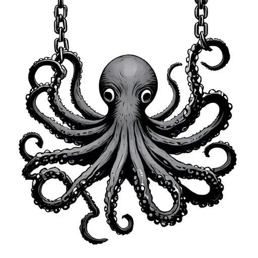 A Dr. Seuss inspiredoctopus design incorporating broken chains, symbolizing freedom and liberation from a difficult past tattoo design idea