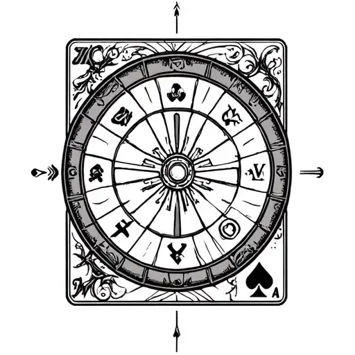a tattoo that fuse the tarot cards of The magician and the wheel of fortune  tattoo design idea