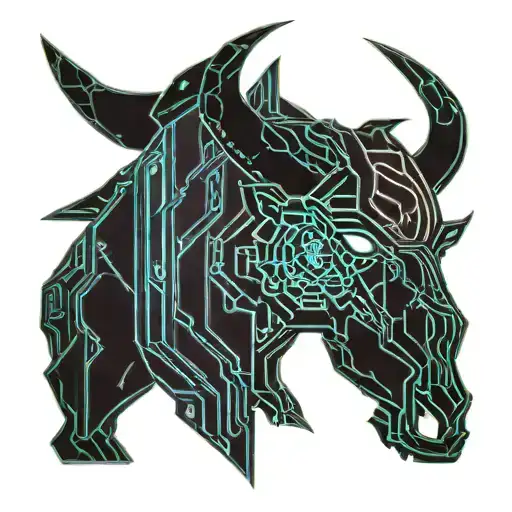 Bull and Wolf head tattoo design idea