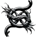 circle hook intertwined tattoo design idea