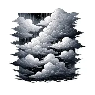 clouds fire rain tattoo design idea
