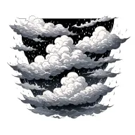 clouds fire rain tattoo design idea