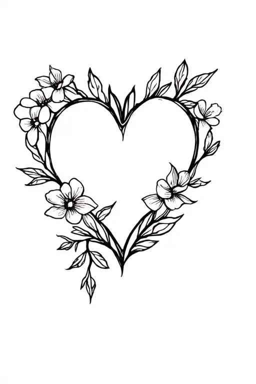 heart tattoo with flowers tattoo design idea