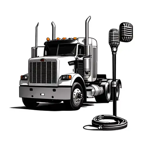 Peterbilt truck. CB radio and mic vintage shure tattoo design idea