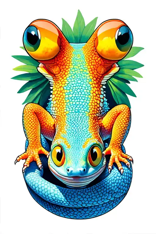 gecko crawling tattoo design idea