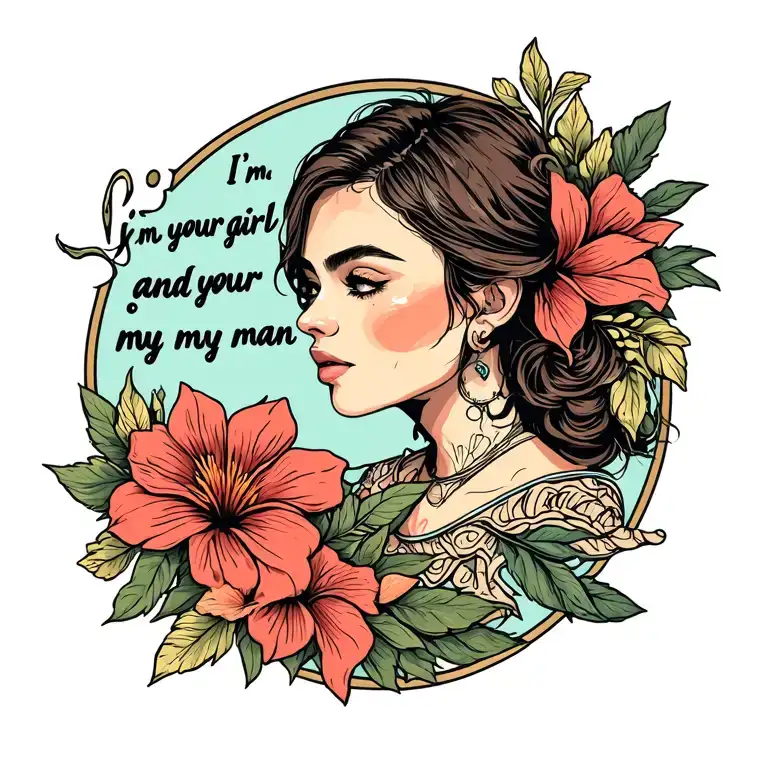 "I’m your girl and your my man" desert flower tattoo design idea
