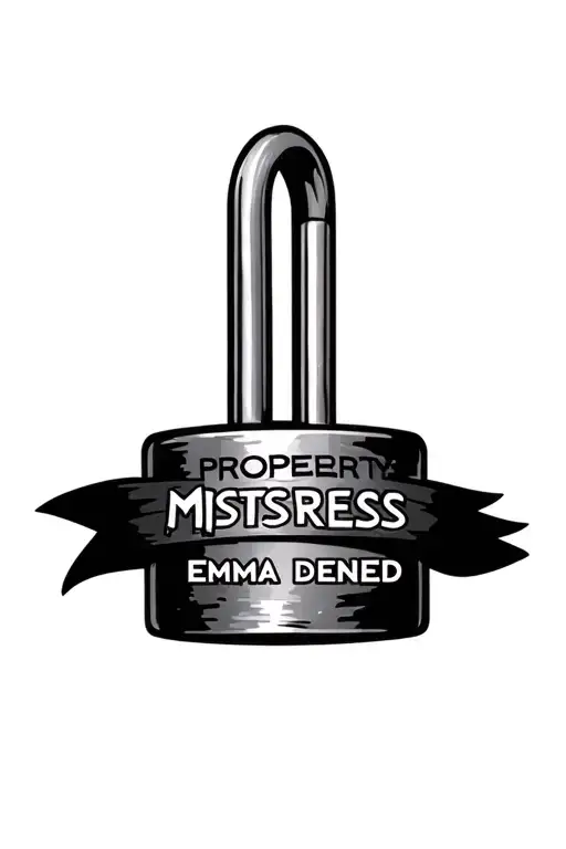 "PROPERTY MISTRESS EMMA DENIED " padlock locked tattoo design idea