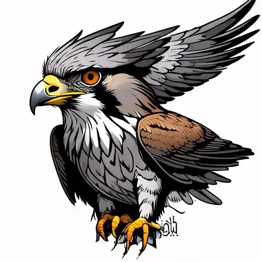 falcon on Top of DOSANJH vertically tattoo design idea