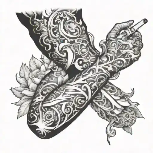 arm sleeve blunt smoking tattoo  tattoo design idea