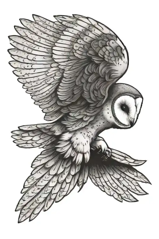 barn owl flying tattoo design idea