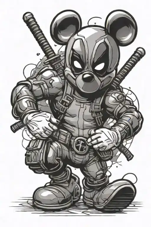 deadpool and mickey mouse tattoo design idea