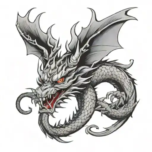 neo traditional tattoo dragon with ox tattoo design idea