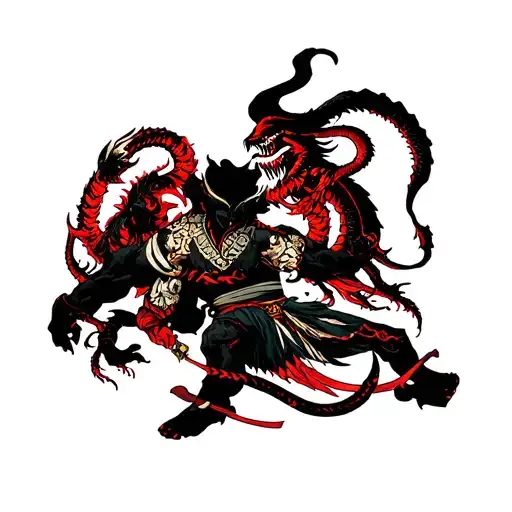 ronin and spawn tattoo on leg tattoo design idea