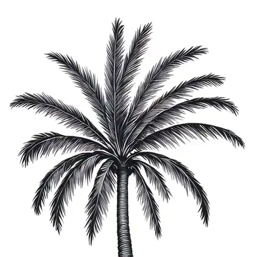 Fine Line Palm Tree tattoo design idea