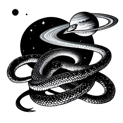 planets with join or die snake tattoo design idea