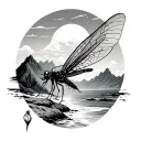 firefly, mountain, beach tattoo design idea