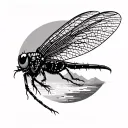 firefly, mountain, beach tattoo design idea