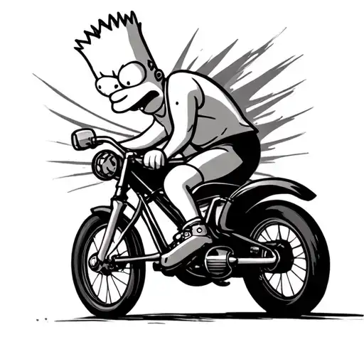 bart simpson riding his bike tattoo design idea