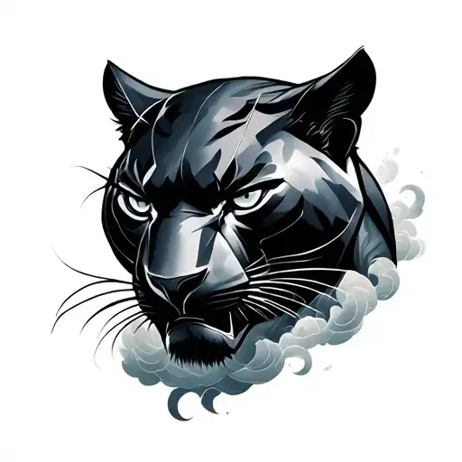 Black panther hero pose Japanese cloud art tattoo tattoo design idea