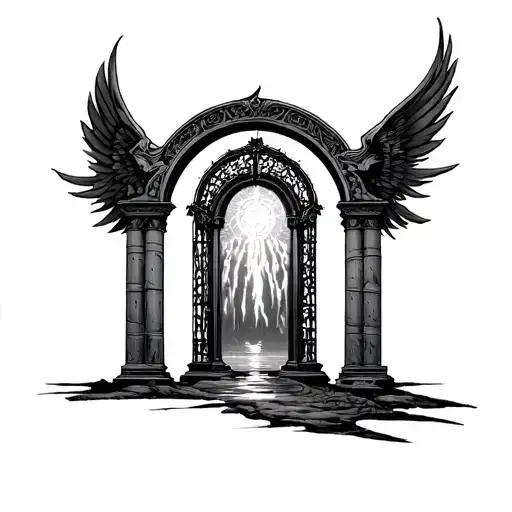 heavens gate opening tattoo design idea