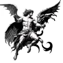 St Michael Stepping On Devil tattoo design idea