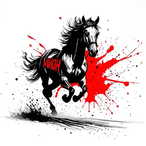 trotting horse running minimalistic tattoo tattoo design idea