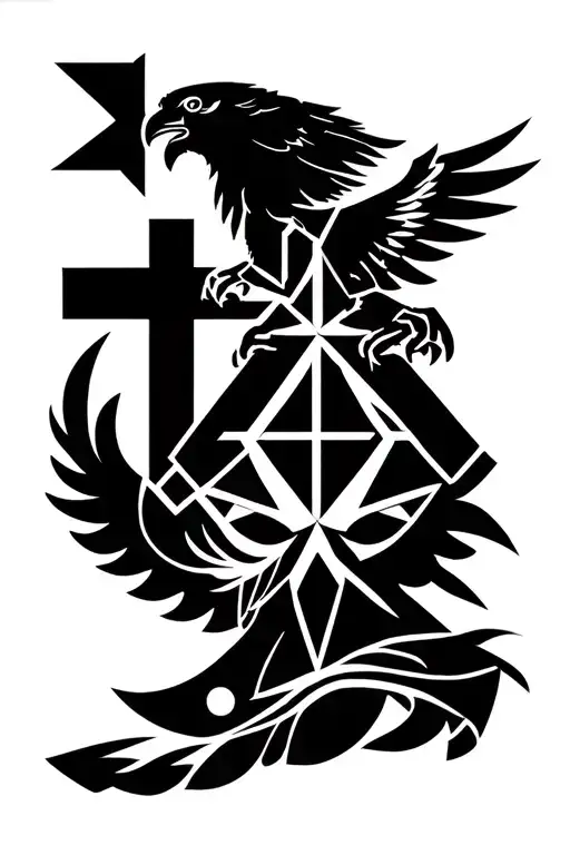 skenderbeg albanian hero + albanian eagle + catholic cross tattoo design idea