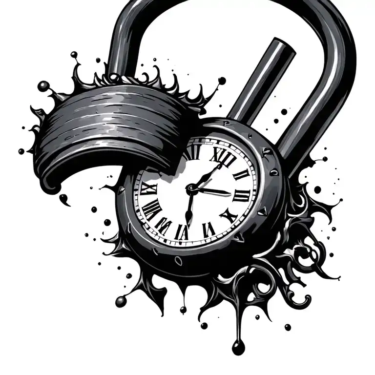 clock clock padlock tattoo design idea