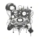 Incorporate elements from Doraemon and Tower of God into a futuristic gaming scene tattoo tattoo design idea