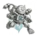 Incorporate elements from Doraemon and Tower of God into a futuristic gaming scene tattoo tattoo design idea