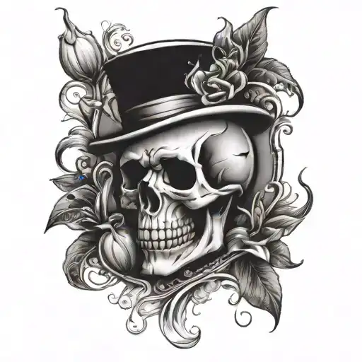 jack of hearts lillies skull tattoo design idea