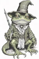 medieval wizard frog casting a spell tattoo design idea