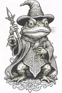 medieval wizard frog casting a spell tattoo design idea