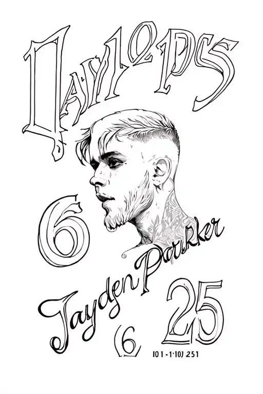 Create tattoos image ideas related to suicide, corporate the name Jayden Parker, his death date 6-10-25 n Roman numbers, tattoo design idea