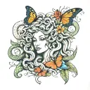 medusa with snakes and butterflies surrounding tattoo design idea