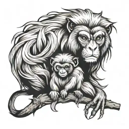 Make me and golden lion tamarin mother and child. Somewhere in the tatoo incorporate a heart that is created by the lett tattoo design idea