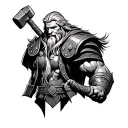 Thor viking with hammer tattoo design idea