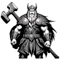 Thor viking with hammer tattoo design idea